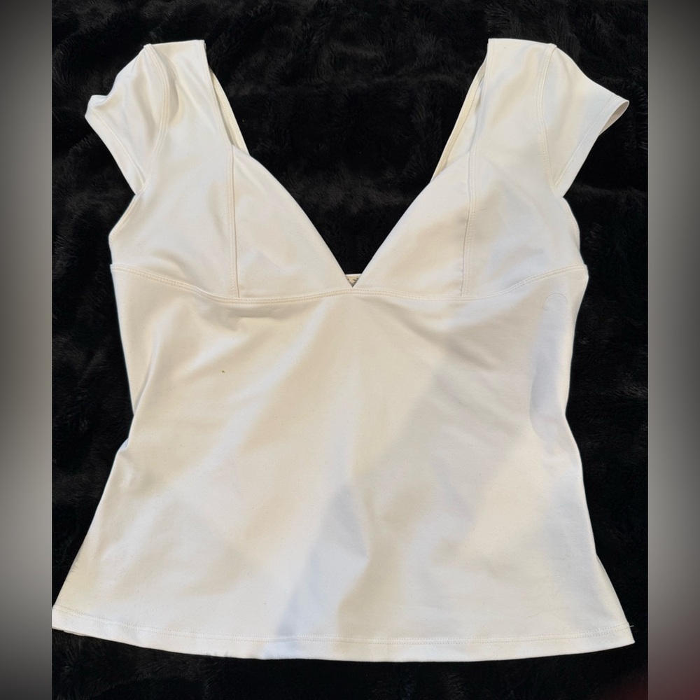 Free People Intimates White V-Neck Cap Sleeve Top